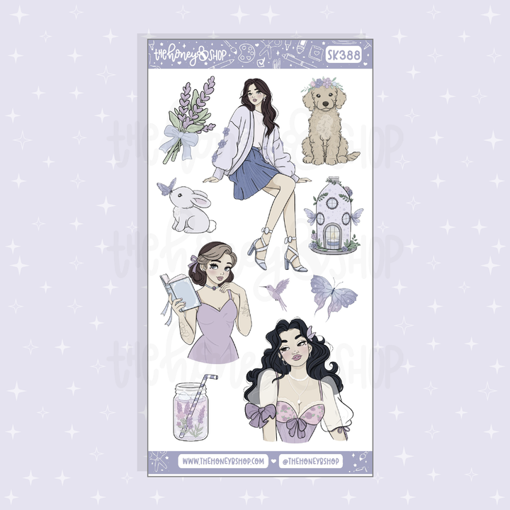 Lavender Dreams Large Babe Deco Doodle Sticker Sheet | A La Carte | Choose your Skin Tone!