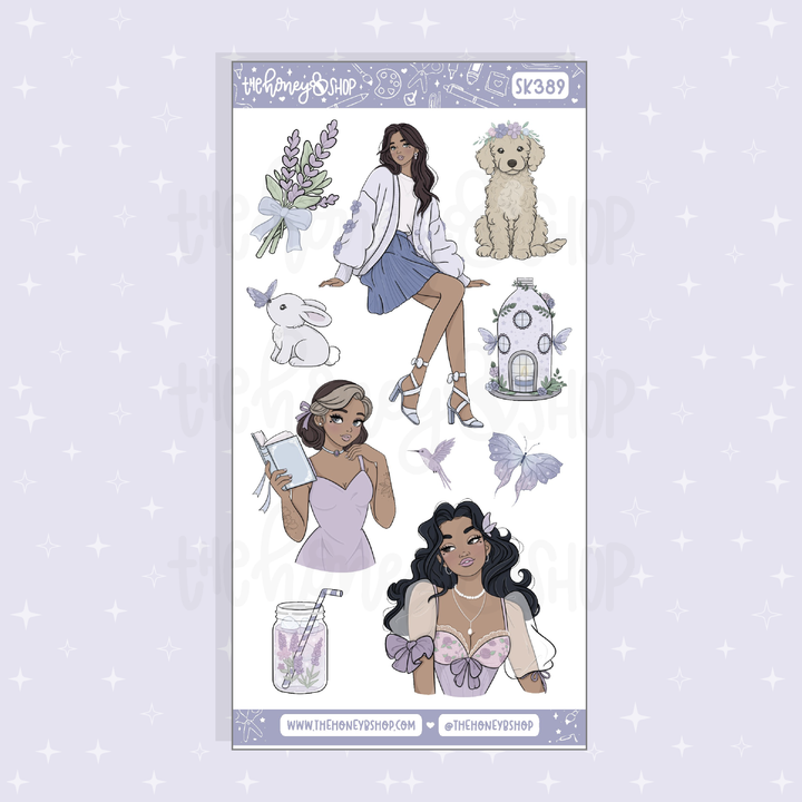 Lavender Dreams Large Babe Deco Doodle Sticker Sheet | A La Carte | Choose your Skin Tone!