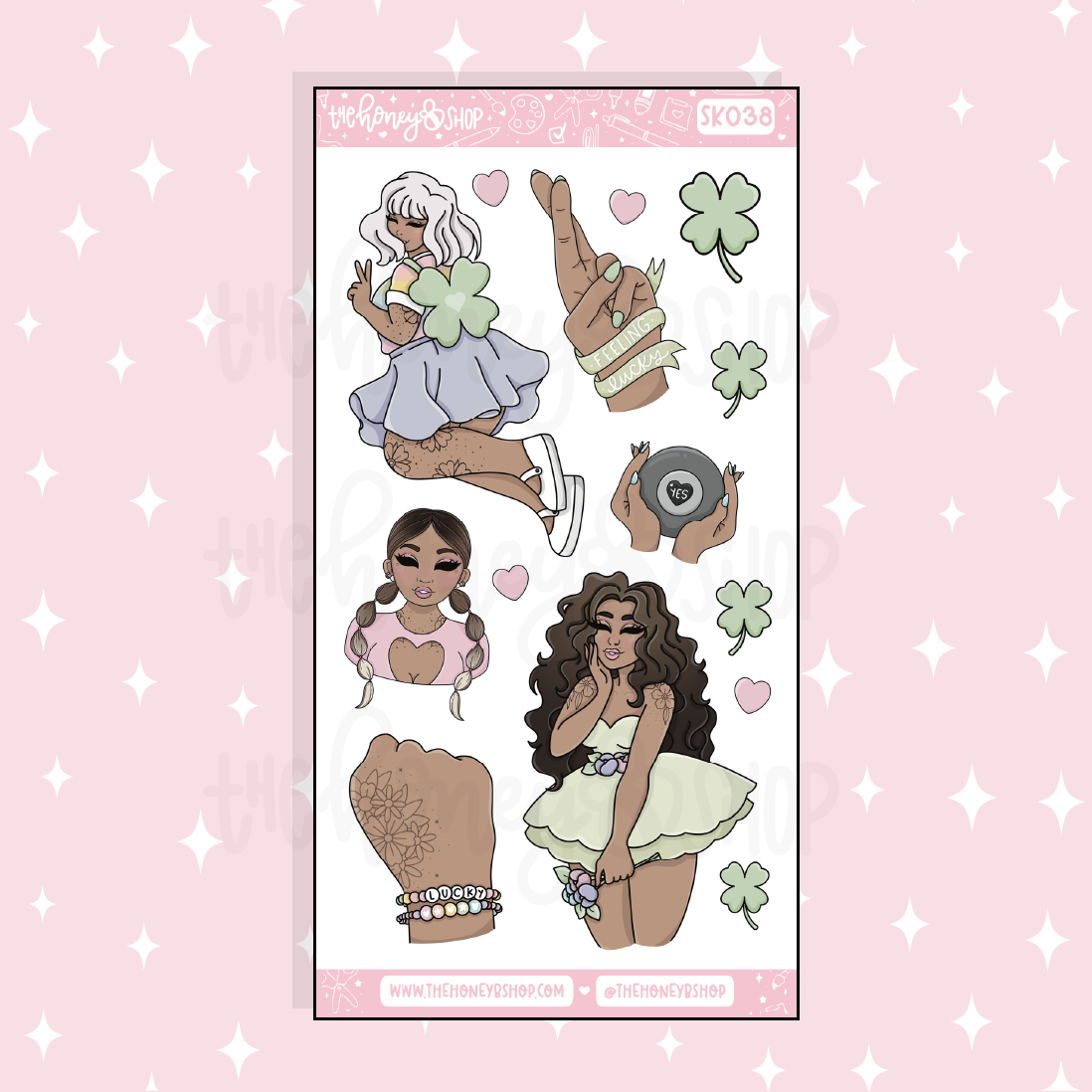Pegatina Lucky Large Babe Deco Doodle | A la carta | ¡Elige tu tono de piel!