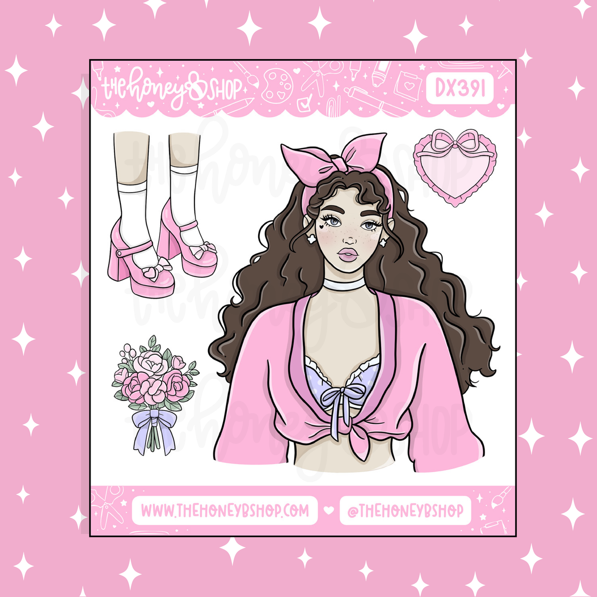 Girly Things Babe Doodle Sticker | March Patreon | Choose your Skin Tone!