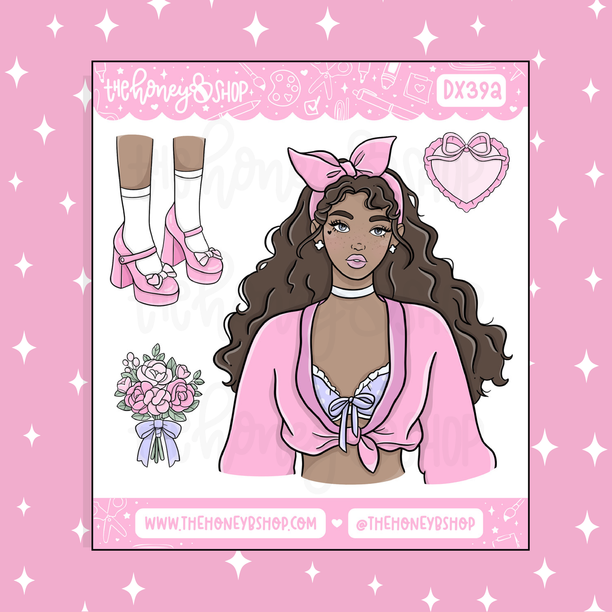 Girly Things Babe Doodle Sticker | March Patreon | Choose your Skin Tone!