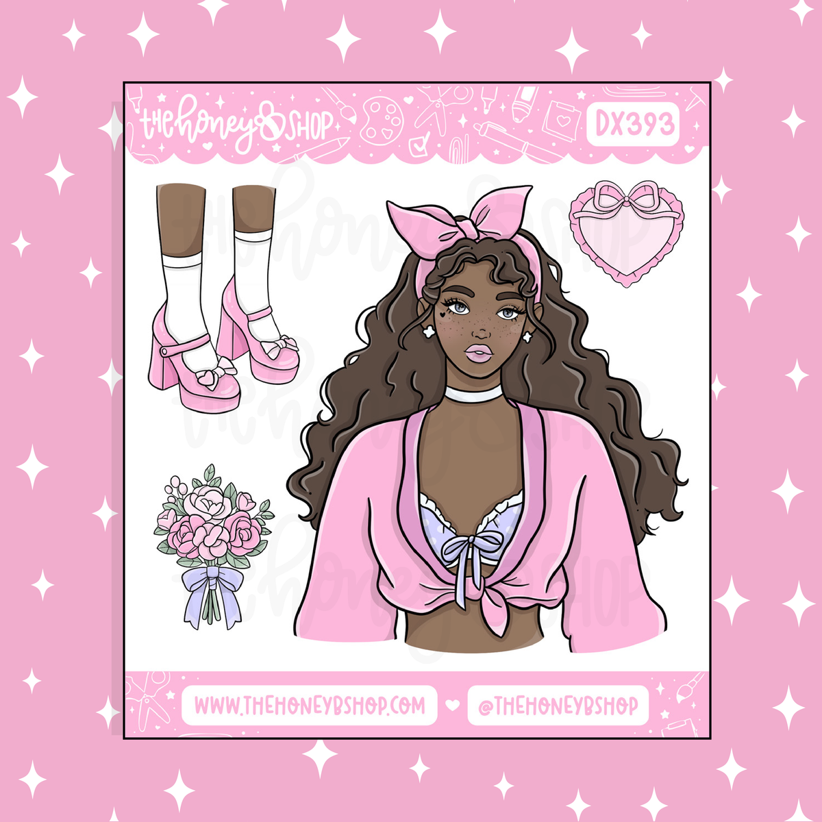 Girly Things Babe Doodle Sticker | March Patreon | Choose your Skin Tone!