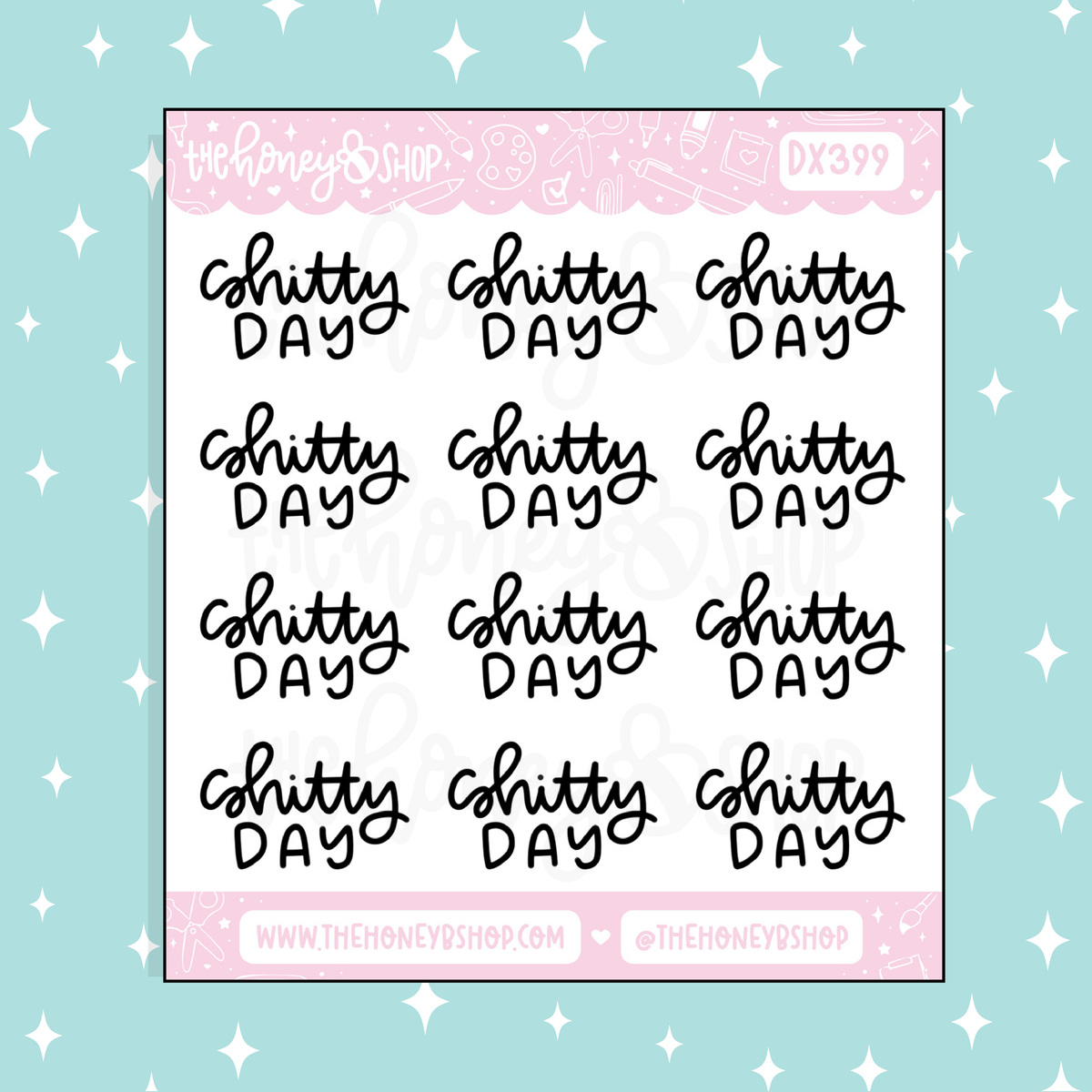 Shitty Day Lettering Doodle Sticker