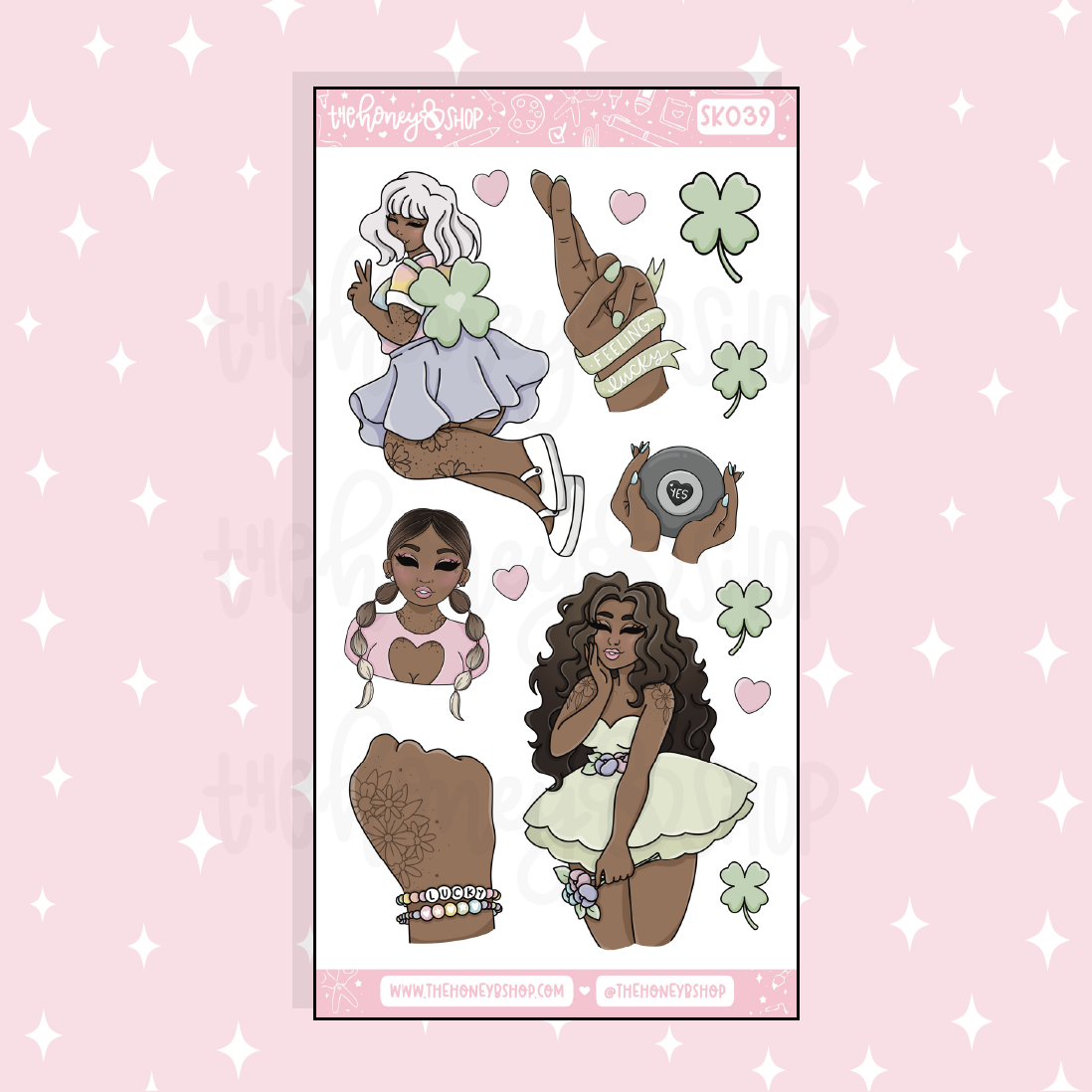 Pegatina Lucky Large Babe Deco Doodle | A la carta | ¡Elige tu tono de piel!