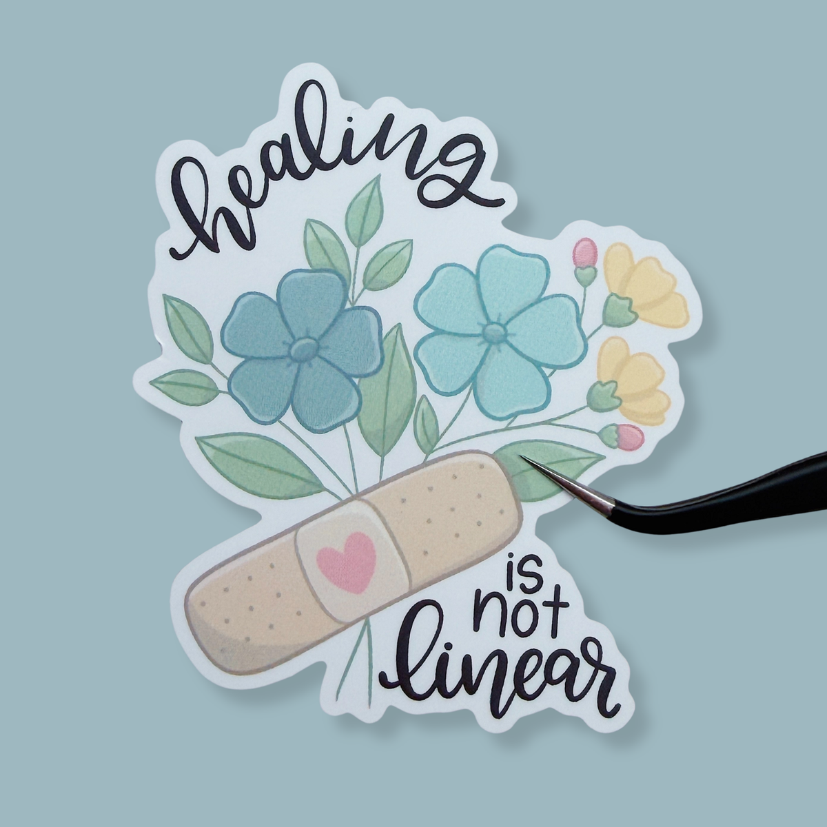 Healing Is Not Linear Floral Vinyl Sticker Die Cut