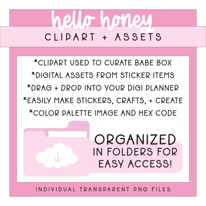 Hello Honey | Deluxe Digital Babe Box - Printable Stickers &amp; Clipart