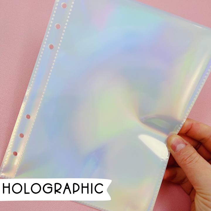 A5 Holographic Laser One Pocket Sticker Sleeve Inserts | 10 Count | Planner Sticker Storage