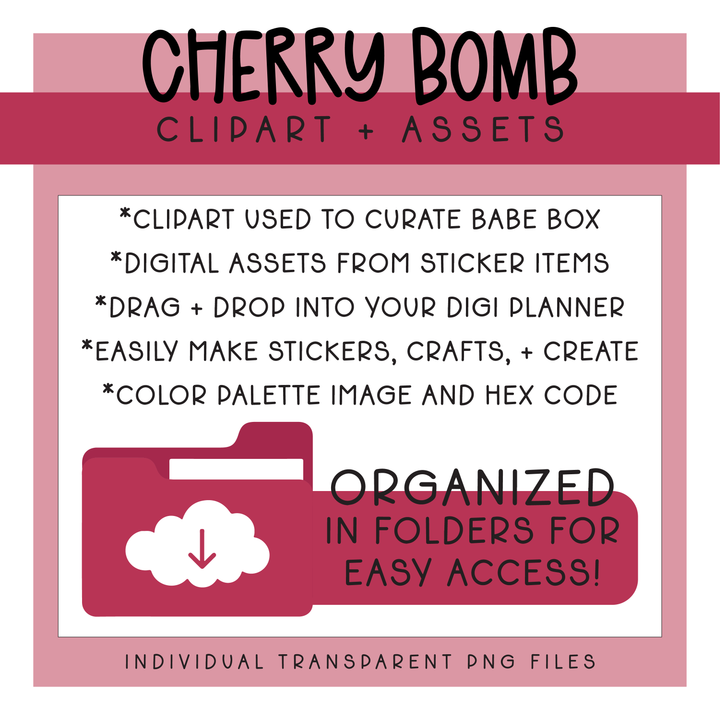 Cherry Bomb | Deluxe Digital Babe Box - Printable Stickers &amp; Clipart