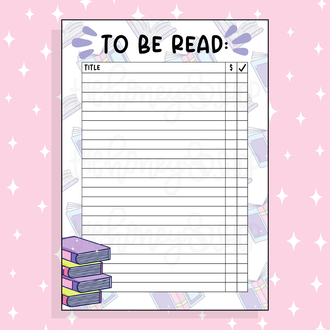 To Be Read Bee-6 Full Page Sticker | B6 Size 5x7 | Choose Your Color Option!