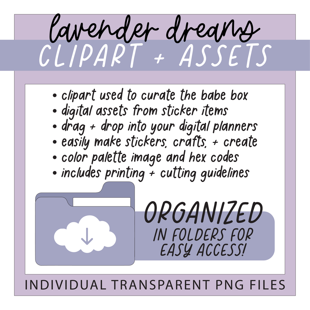 Lavender Dreams | Deluxe Digital Babe Box - Printable Stickers &amp; Clipart