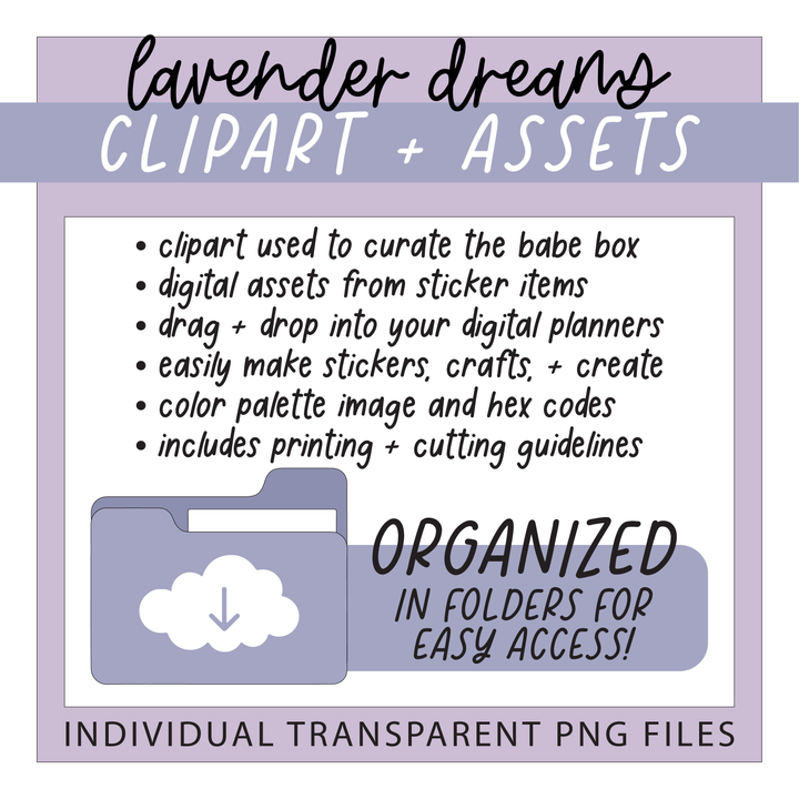Lavender Dreams | Deluxe Digital Babe Box - Printable Stickers &amp; Clipart