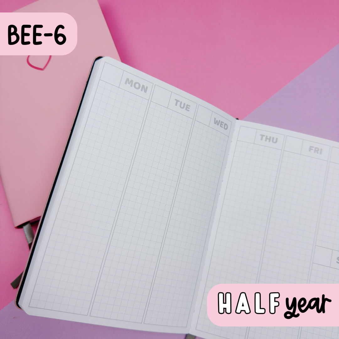 Half Year BEE-6 THBS Planner | Undated Monthly, Weekly, + Daily Planner | 100GSM Paper