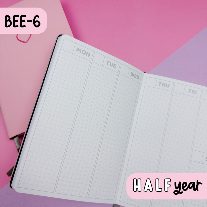 Half Year BEE-6 THBS Planner | Undated Monthly, Weekly, + Daily Planner | 100GSM Paper