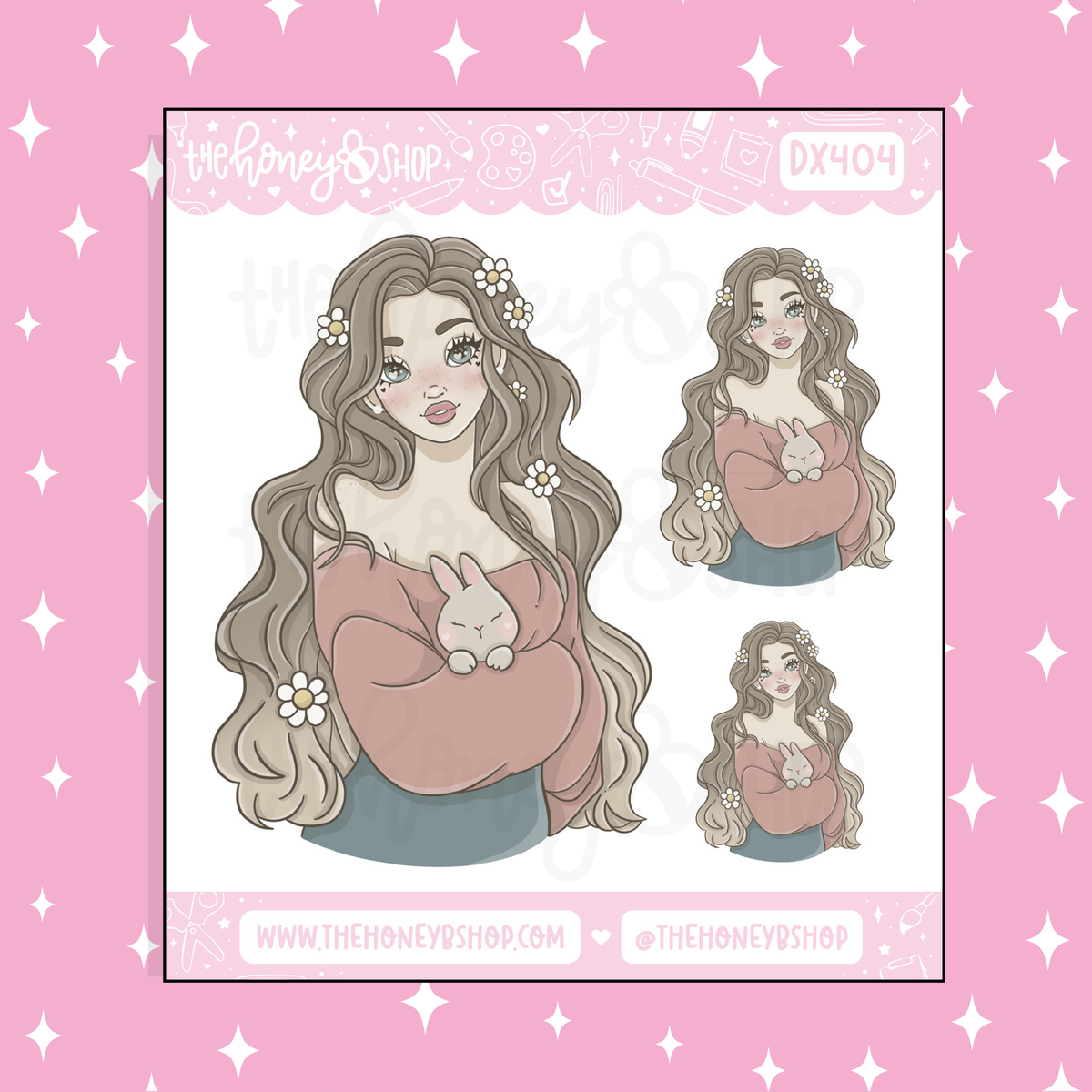 Bunny Spring Babe Doodle Sticker | Choose your Skin Tone!