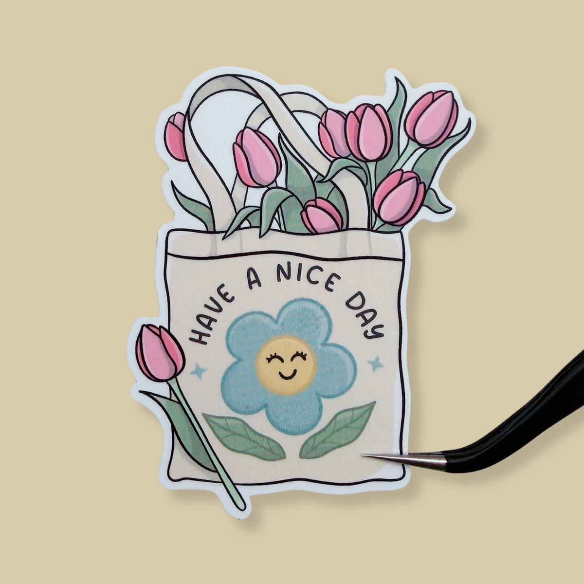 Have A Nice Day Canvas Tote Vinyl Sticker Die Cut