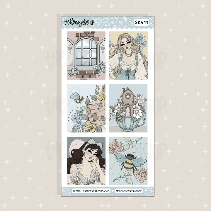 HoneyB Hollow Full Boxes Doodle Sticker Sheet | Planner &amp; Journaling Stickers | Choose your Skin Tone!