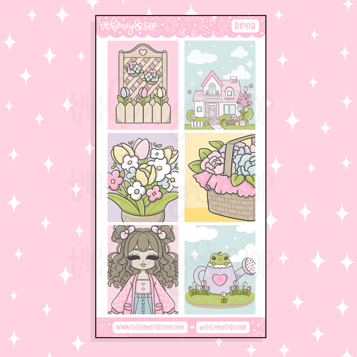Kawaii Spring Full Boxes Doodle Sticker | April Patreon | Choose your Skin Tone!