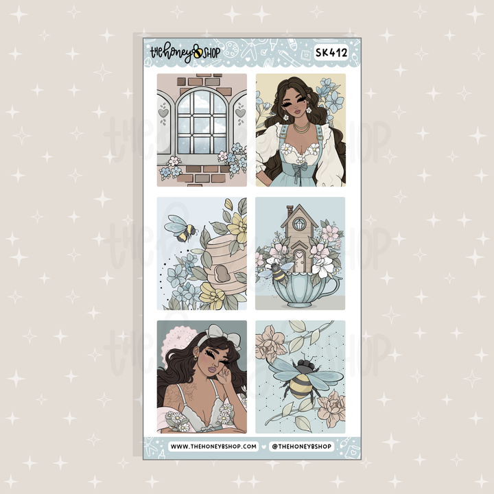 HoneyB Hollow Full Boxes Doodle Sticker Sheet | Planner &amp; Journaling Stickers | Choose your Skin Tone!