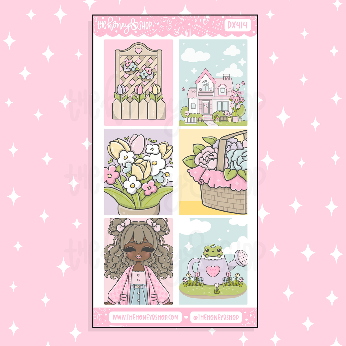 Kawaii Spring Full Boxes Doodle Sticker | April Patreon | Choose your Skin Tone!