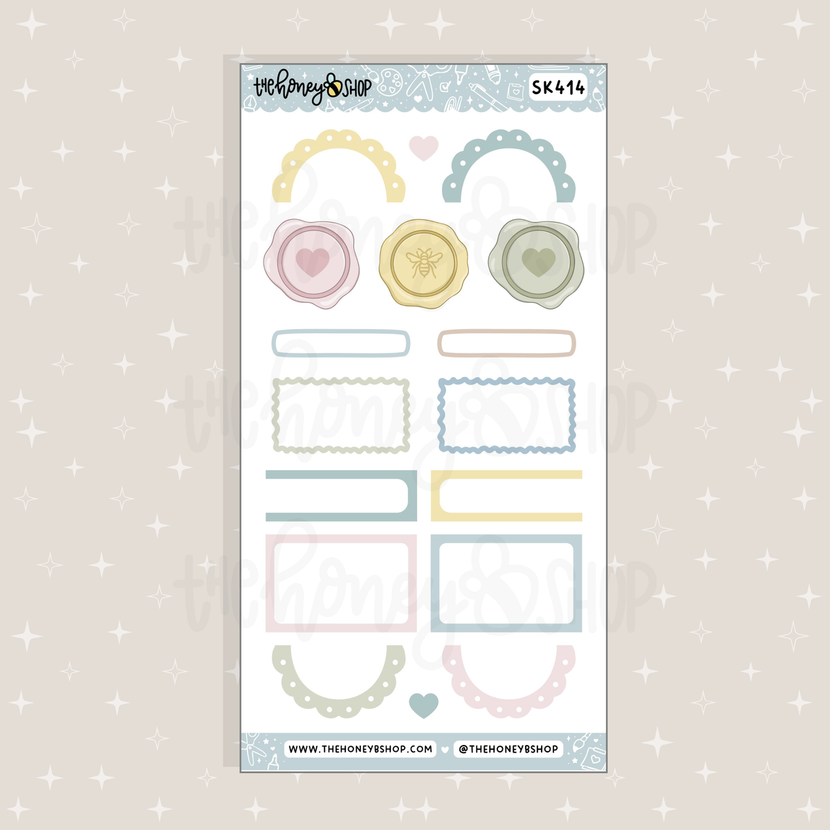 HoneyB Hollow Half Boxes Doodle Sticker Sheet | Planner & Journaling Stickers