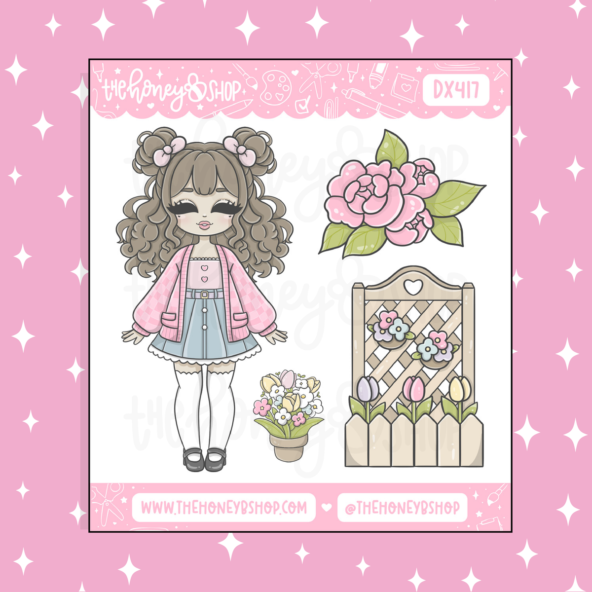 Kawaii Spring Chibi Babe Doodle Sticker | April Patreon | Choose your Skin Tone!