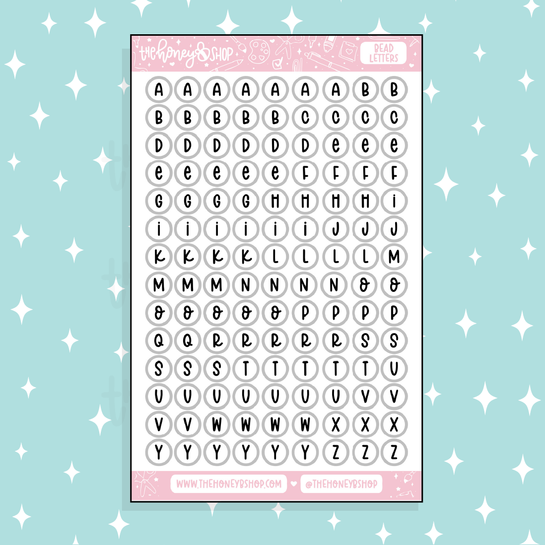 Doodle de letras con cuentas Pegatina