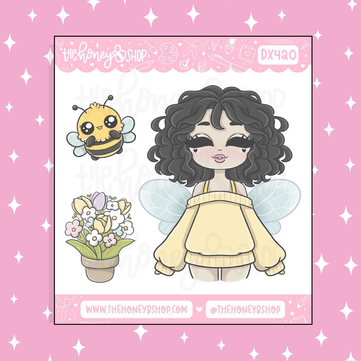 Kawaii Bee Chibi Babe Doodle Sticker | April Patreon | Choose your Skin Tone!