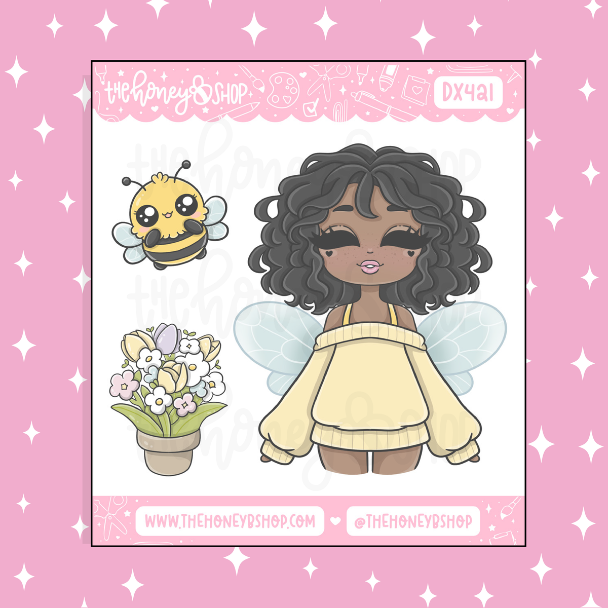 Kawaii Bee Chibi Babe Doodle Sticker | April Patreon | Choose your Skin Tone!