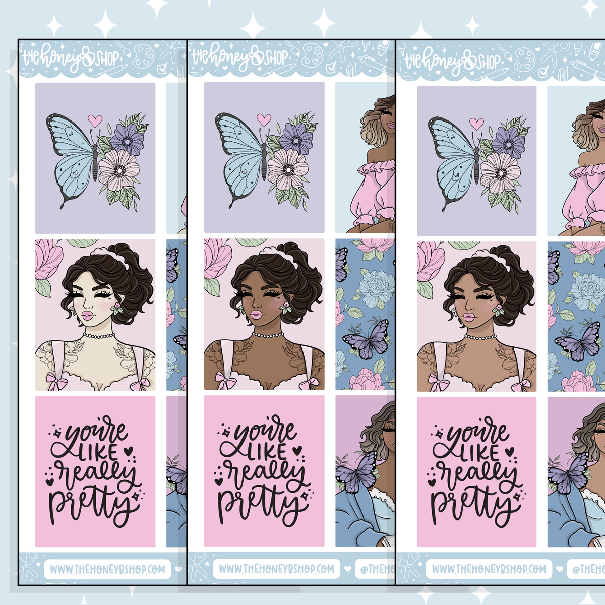 Floral Fantasy Full Boxes Doodle Sticker | May Patreon | Choose your Skin Tone!