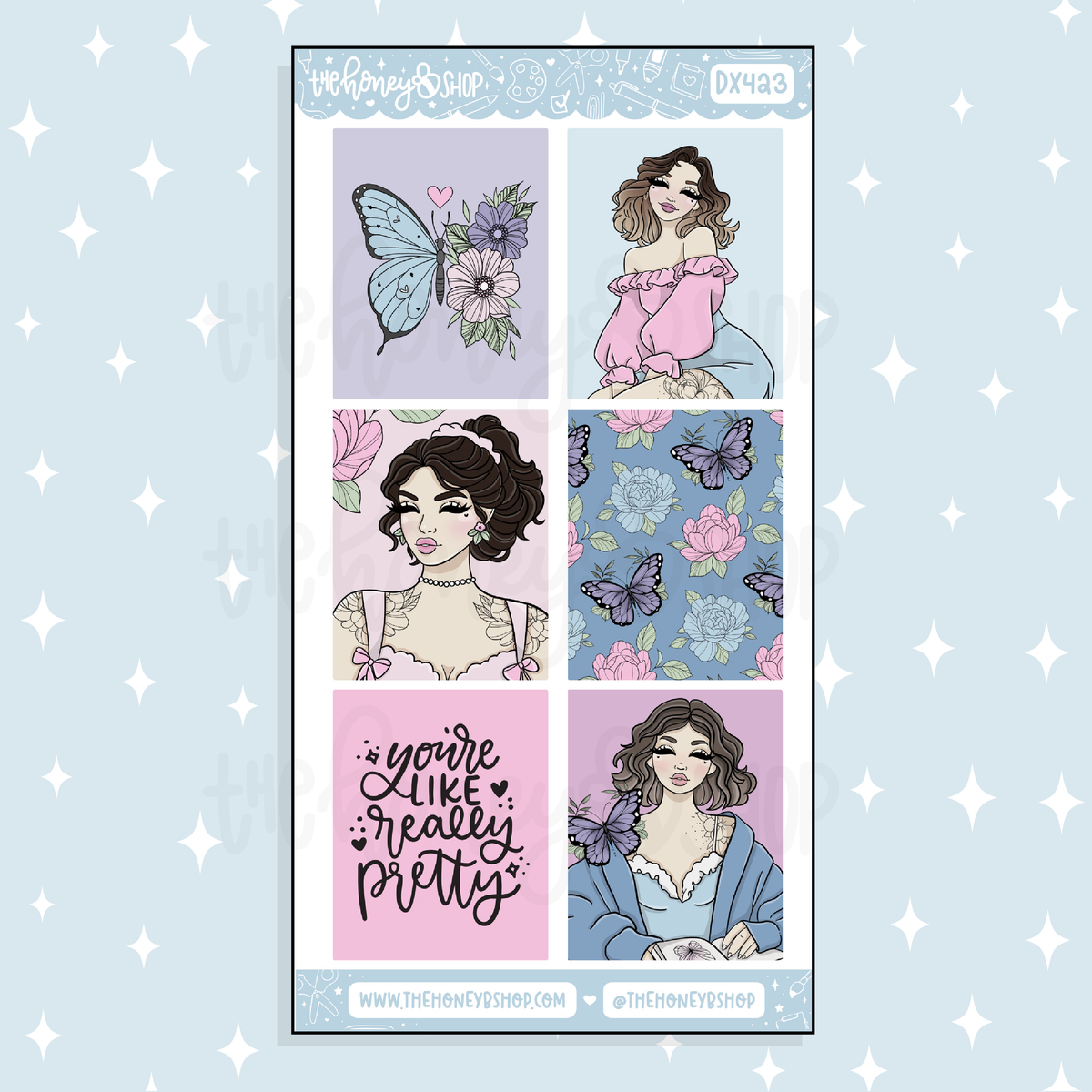 Floral Fantasy Full Boxes Doodle Sticker | May Patreon | Choose your Skin Tone!