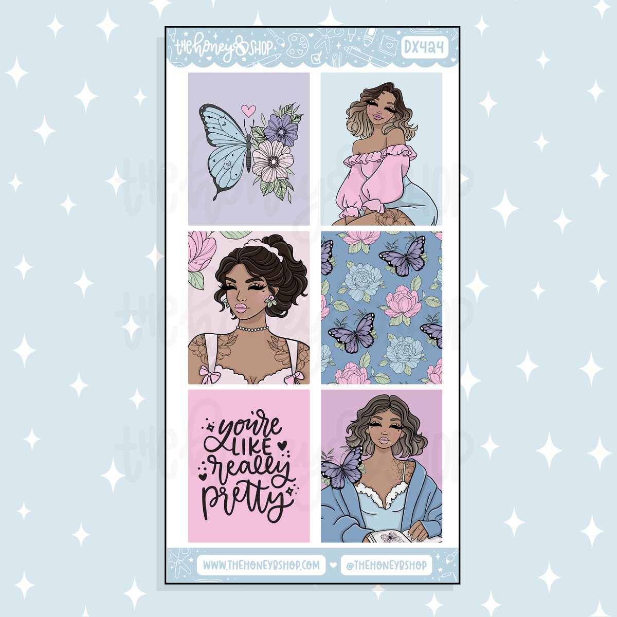 Floral Fantasy Full Boxes Doodle Sticker | May Patreon | Choose your Skin Tone!
