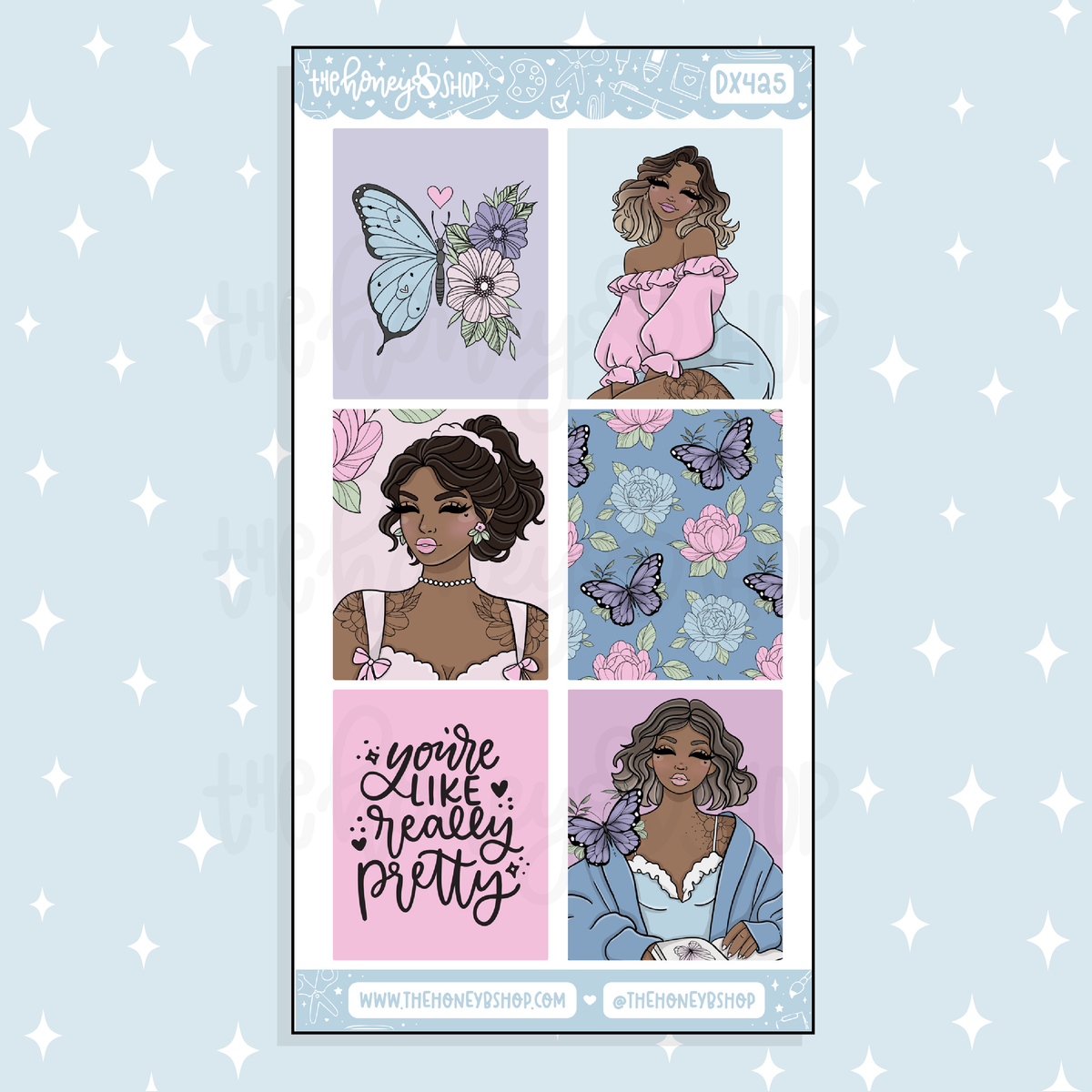 Floral Fantasy Full Boxes Doodle Sticker | May Patreon | Choose your Skin Tone!