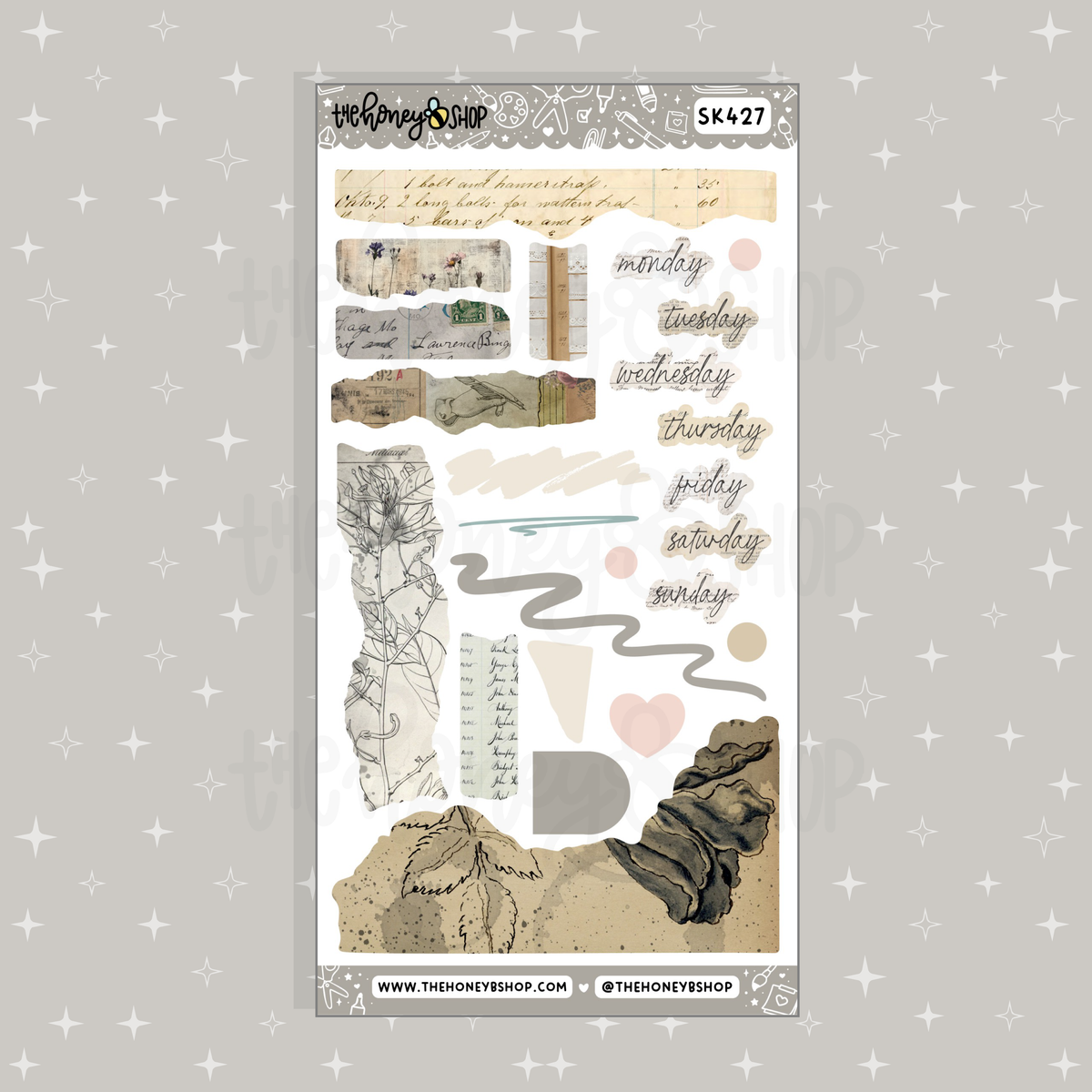 Keepsakes Journaling & Days of the Week Doodle Sticker Sheet