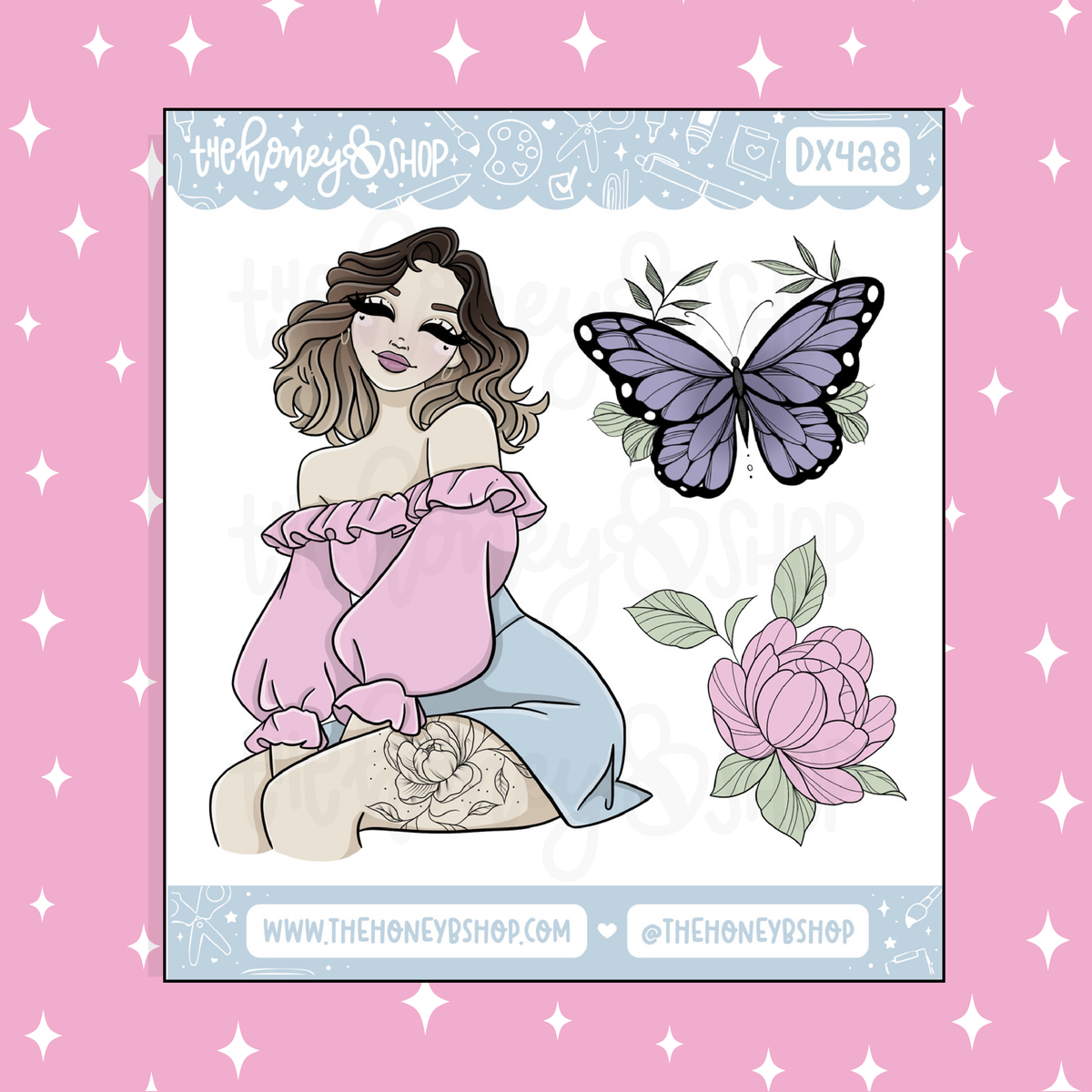 Floral Fantasy (V1) Babe Doodle Sticker | May Patreon | Choose your Skin Tone!