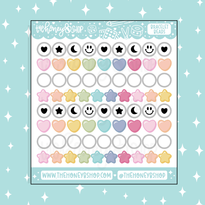 DIY Beaded Bracelet Sticker Bundle | 3 Sheets Included