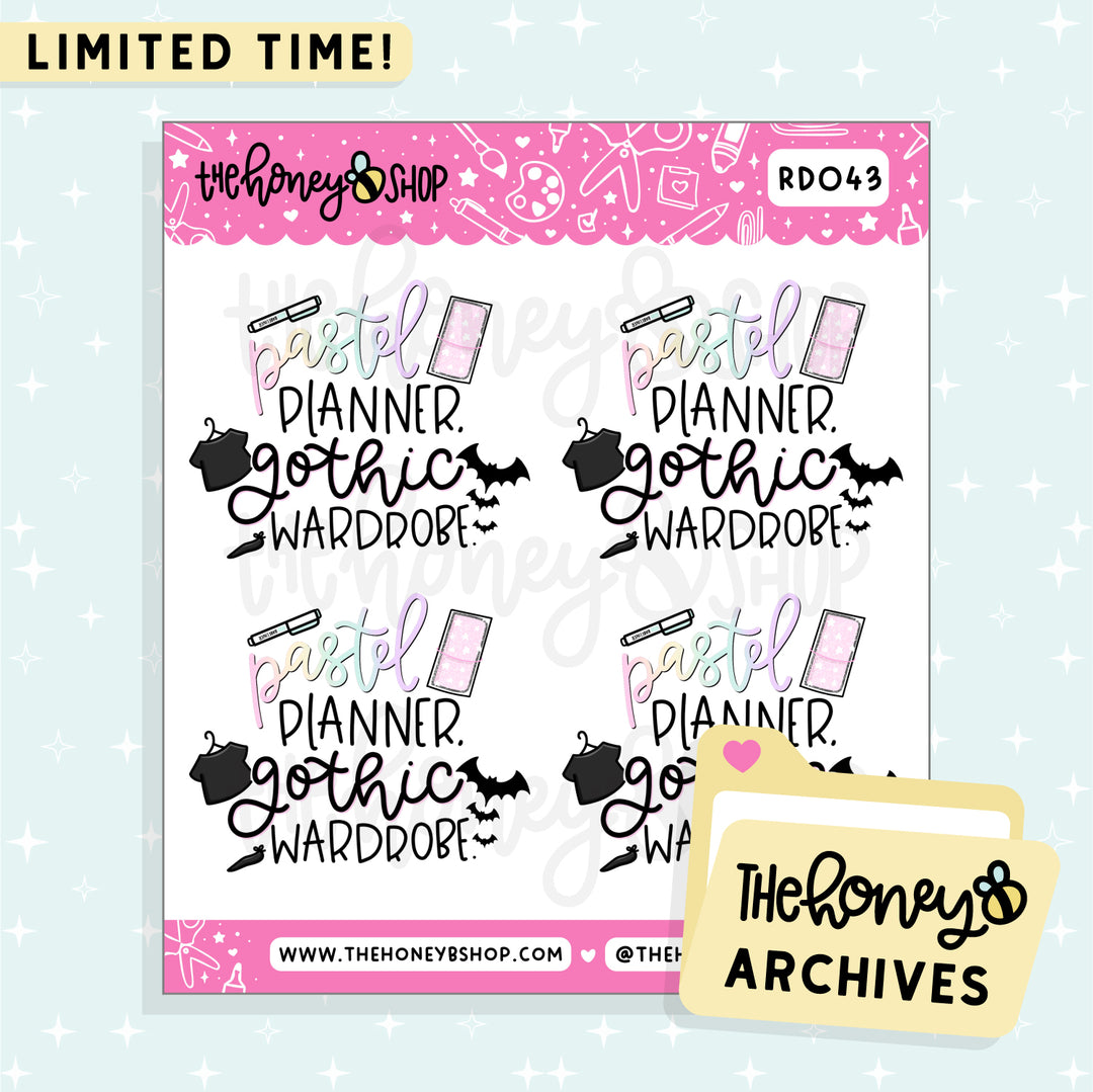 Pastel Planner Gothic Wardrobe Doodle Sticker Sheet | TheHoneyB Archive