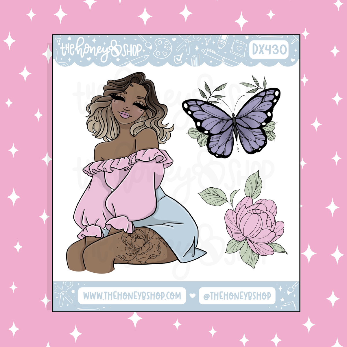 Floral Fantasy (V1) Babe Doodle Sticker | May Patreon | Choose your Skin Tone!