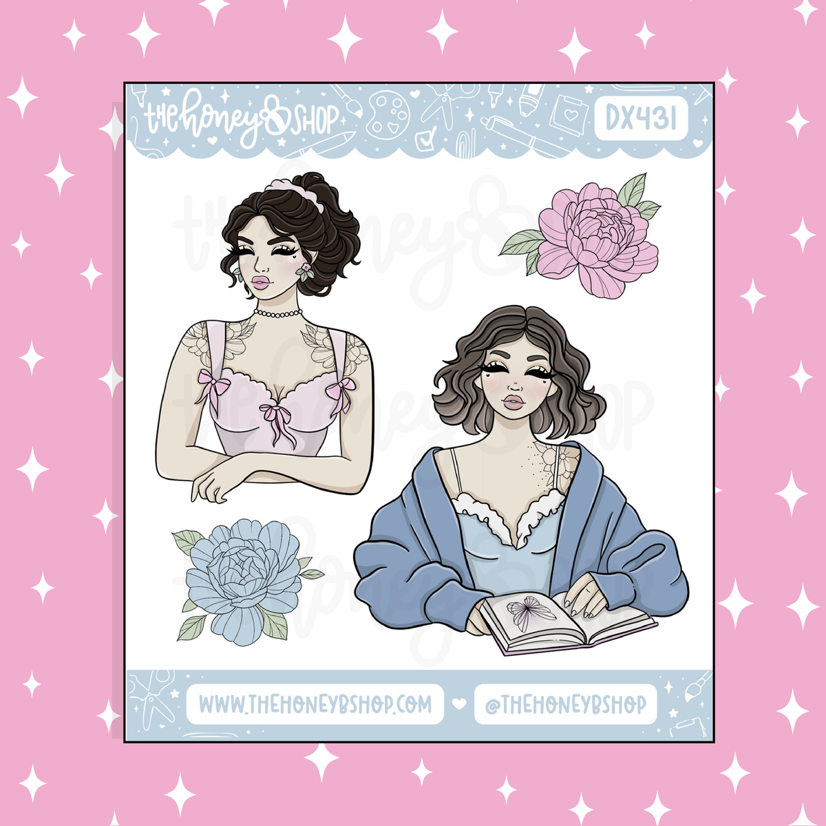 Floral Fantasy (V2) Babe Doodle Sticker | May Patreon | Choose your Skin Tone!