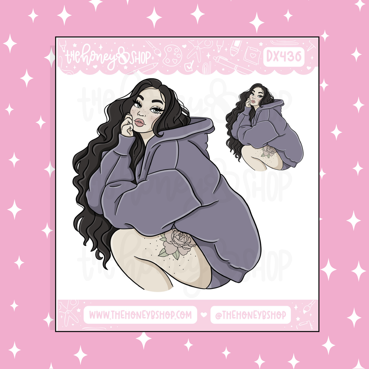 Lounging Cutie Babe Doodle Sticker | Choose your Skin Tone!