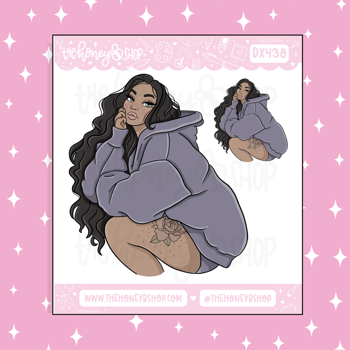 Lounging Cutie Babe Doodle Sticker | Choose your Skin Tone!