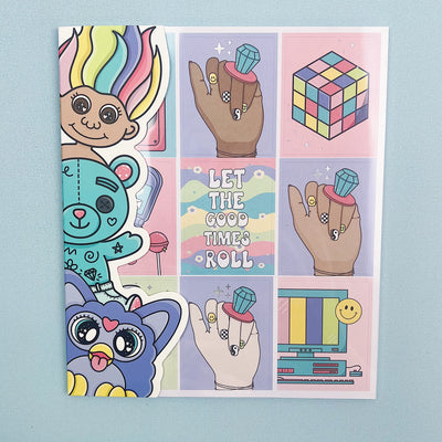 Nostalgia Sticker Book | Matte Sticker Paper | 10 Pages | Holographic Foiled