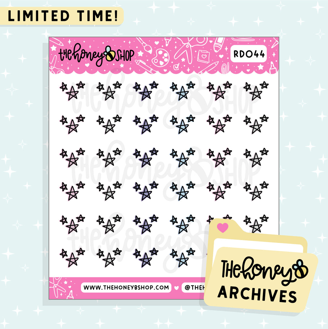 Stars Doodle Sticker Sheet | TheHoneyB Archive