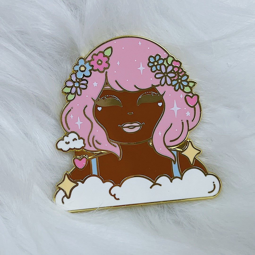 Kawaii Cloud Babe Enamel Pin | Gold Plated | Choose your Skin Tone