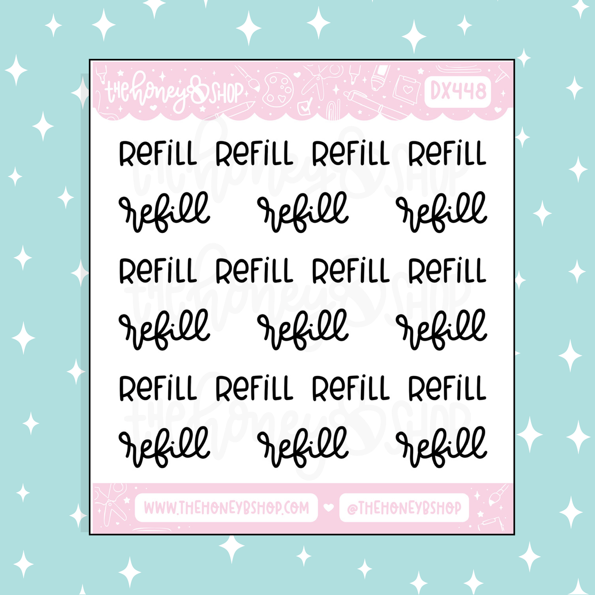 Refill Lettering Doodle Sticker