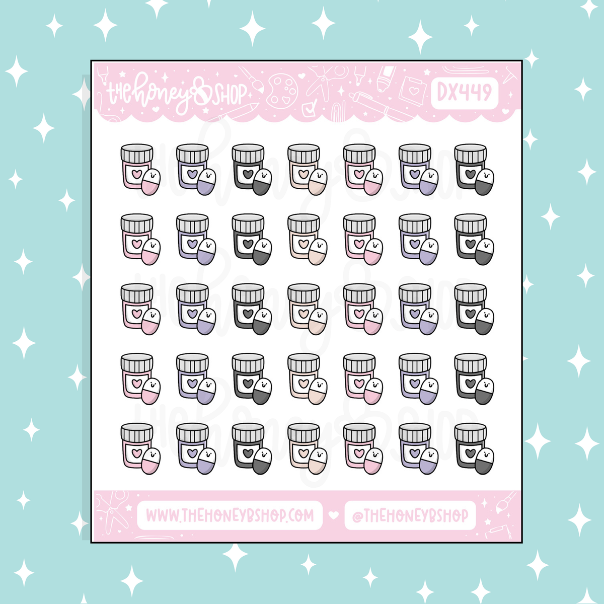 Medicine RX Bottles Doodle Sticker