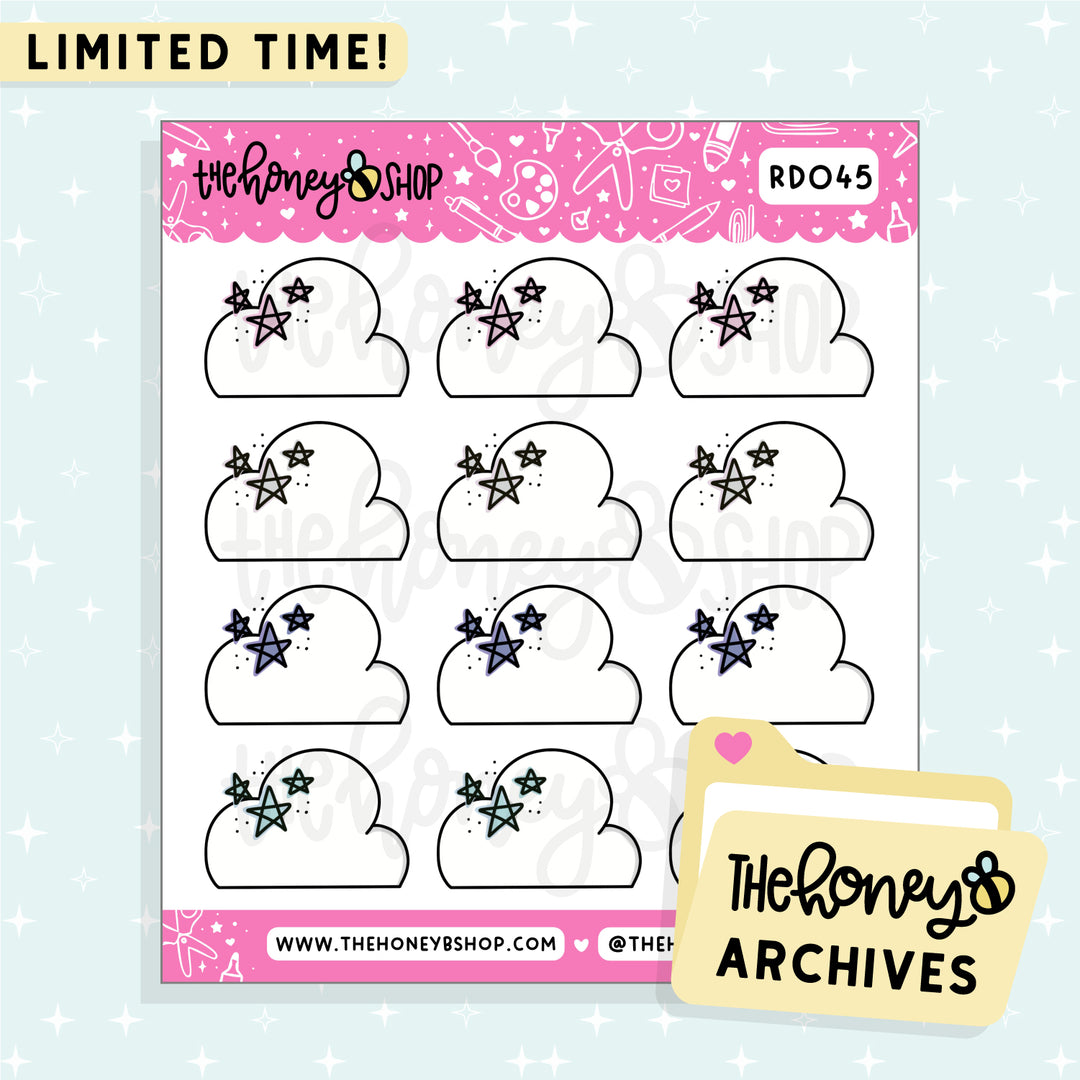 Cloud Boxes Doodle Sticker Sheet | TheHoneyB Archive