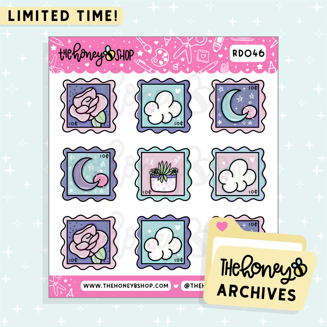 Dreamy Stamps Doodle Sticker Sheet | TheHoneyB Archive