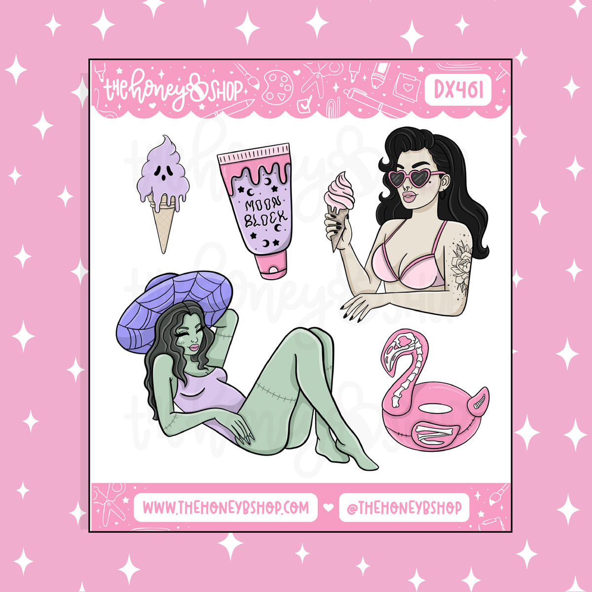 Spooky Summer Babe (V1) Deco Doodle Sticker | June Patreon | Choose your Skin Tone!