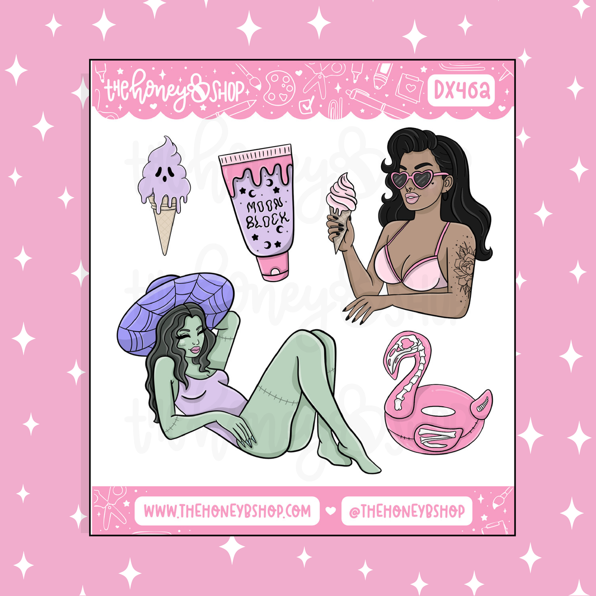 Spooky Summer Babe (V1) Deco Doodle Sticker | June Patreon | Choose your Skin Tone!