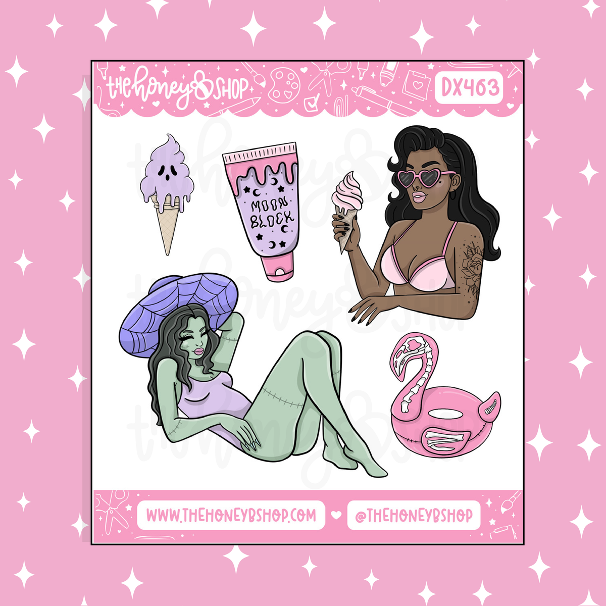 Spooky Summer Babe (V1) Deco Doodle Sticker | June Patreon | Choose your Skin Tone!